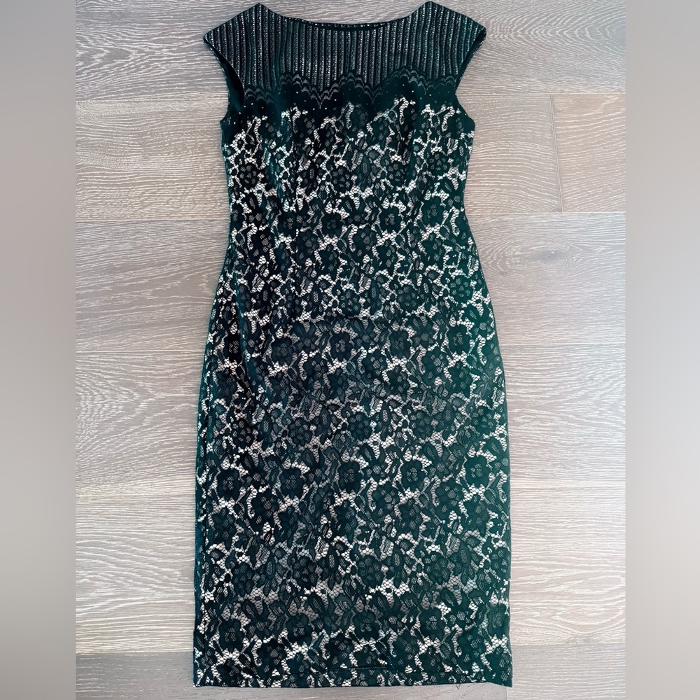 Maggy London Teal Lace Midi Dress